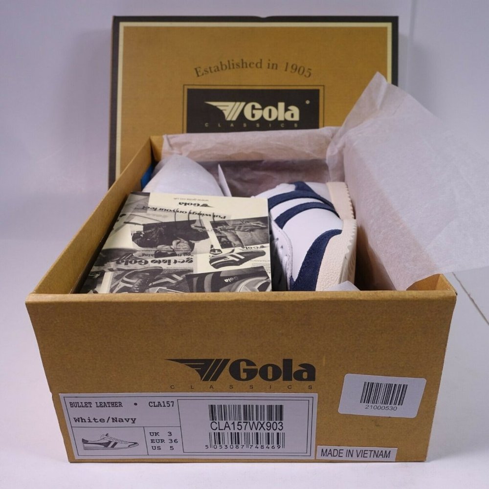 Gola Bullet Leather Sneakers CLA157 White/Navy - Picture 12 of 12